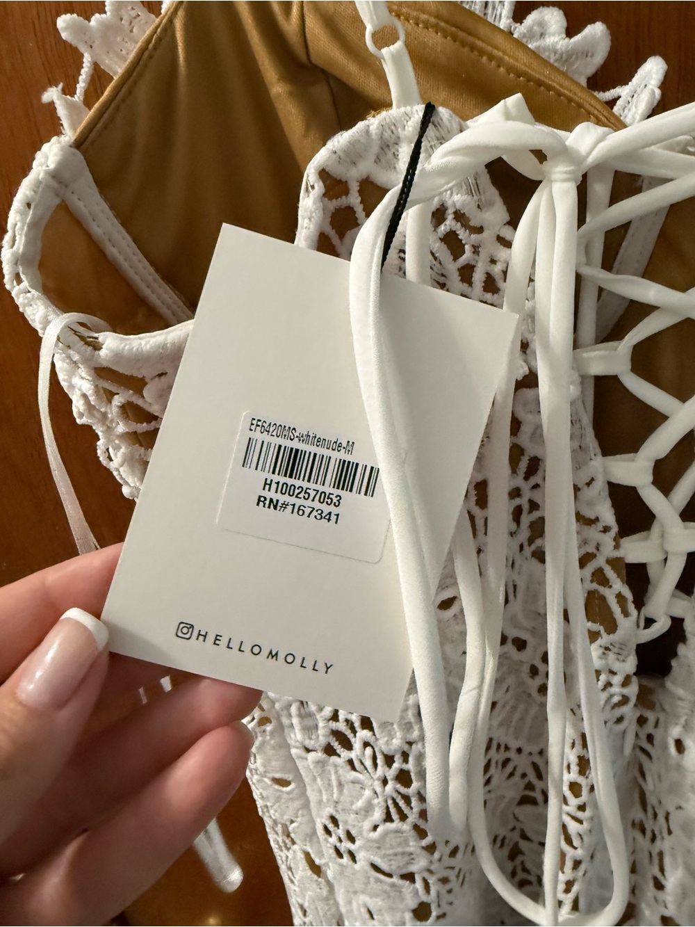 Hello Molly White Crochet Lace Maxi Slip Dress with Nude Lining - Picture 3 of 3